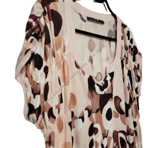 Sleeveless Casual Light Pink And Brown Polka Dot Tunic Blouse Top Size XL - Picture 5 of 9